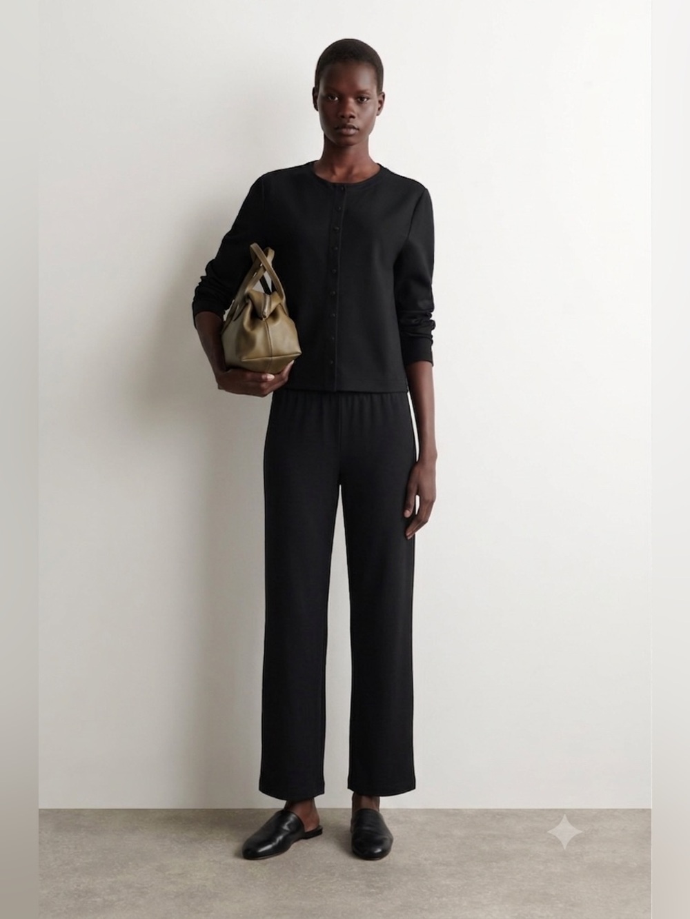 Eileen Fisher jersey casual pants in black size M